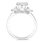 Load image into Gallery viewer, 5/8 Ctw Oval Shape Lovebright Baguette and Round Cut Diamond Cluster Ring in 14K White Gold