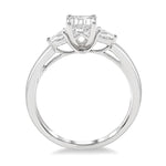 Load image into Gallery viewer, 1/2 Ctw Octagon Emerald and Pear Cut Diamond Ladies Engagement Ring with 1/3 Ct Emerald Cut Center Stone in 14K White Gold