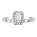 Load image into Gallery viewer, 1/3 Ctw Round Cut Diamond Engagement Ring With 1/4 Ct Emerald Cut Center Stone in 14K White Gold