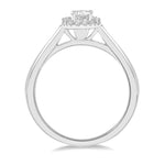 Load image into Gallery viewer, 1/3 Ctw Round Cut Diamond Engagement Ring With 1/4 Ct Emerald Cut Center Stone in 14K White Gold