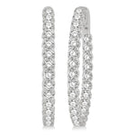 Load image into Gallery viewer, 4 Ctw Inside-Out Round Cut Diamond Oval Shape Hoop Earrings in 14K White Gold