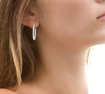 Load image into Gallery viewer, 4 Ctw Inside-Out Round Cut Diamond Oval Shape Hoop Earrings in 14K White Gold