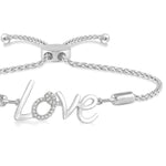 Load image into Gallery viewer, 1/20 Ctw Love Carved Round Cut Diamond Sterling Silver Lariat Bracelet
