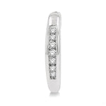 Load image into Gallery viewer, 1/10 Ctw Inlay Round Cut Diamond Huggie Petite Earrings in 10K White Gold