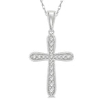 Load image into Gallery viewer, 1/6 Ctw Round Cut Diamond Cross Pendant With Chain in 14K White Gold