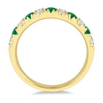 Load image into Gallery viewer, 2.6 MM Emerald and 3/8 Ctw Round Cut Diamond Precious Wedding Band in 14K Yellow Gold
