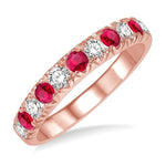 Load image into Gallery viewer, 2.6 MM Ruby and 3/8 Ctw Round Cut Diamond Precious Wedding Band in 14K rose Gold