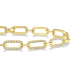 Load image into Gallery viewer, 1 Ctw Round Cut Diamond Paperclip Bracelet in 14K Yellow Gold