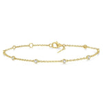 Load image into Gallery viewer, 1/4 Ctw Circular Mount Round Cut Diamond Station Bracelet in 14K Yellow Gold