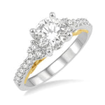 Load image into Gallery viewer, 1/3 Ctw Circular Shape Tri Mount Round Cut Diamond Semi-Mount Engagement Ring in 14K White and Yellow Gold