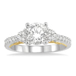 Load image into Gallery viewer, 1/3 Ctw Circular Shape Tri Mount Round Cut Diamond Semi-Mount Engagement Ring in 14K White and Yellow Gold