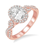 Load image into Gallery viewer, 1/2 Ctw Oval Cut Diamond Ladies Engagement Ring with 1/3 Ct Oval Cut Center Stone in 14K Rose and White Gold