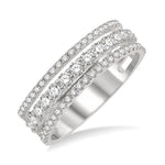 Load image into Gallery viewer, 3/4 Ctw Split Triple Band Round Cut Diamond Fashion Band in 14K White Gold
