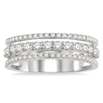 Load image into Gallery viewer, 3/4 Ctw Split Triple Band Round Cut Diamond Fashion Band in 14K White Gold