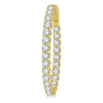 Load image into Gallery viewer, 4 Ctw Inside-Out Round Cut Diamond Oval Shape Hoop Earrings in 14K Yellow Gold