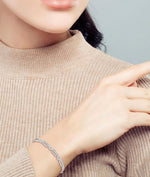 Load image into Gallery viewer, 1/6 Ctw Round Cut Diamond Paperclip Bracelet in Sterling Silver