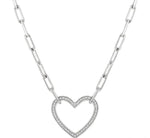 Load image into Gallery viewer, 1/10 Ctw Round Cut Diamond Heart Pendant With Paperclip Chain in Sterling Silver