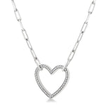 Load image into Gallery viewer, 1/10 Ctw Round Cut Diamond Heart Pendant With Paperclip Chain in Sterling Silver