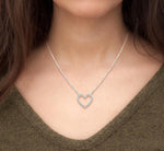Load image into Gallery viewer, 1/10 Ctw Round Cut Diamond Heart Pendant With Paperclip Chain in Sterling Silver
