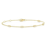 Load image into Gallery viewer, 1/4 Ctw Petite Baguette Diamond Station Bracelet in 10K Yellow Gold