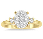 Load image into Gallery viewer, 5/8 Ctw Oval Shape Lovebright Round Cut Diamond Engagement Ring in 14K Yellow and White Gold