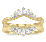 Load image into Gallery viewer, 1/2 Ctw Curved Center Baguette Tower and Round Cut Diamond Insert Ring in 14K Yellow Gold