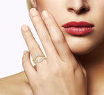 Load image into Gallery viewer, 1/2 Ctw Curved Center Baguette Tower and Round Cut Diamond Insert Ring in 14K Yellow Gold