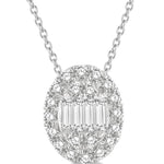 Load image into Gallery viewer, 1/4 Ctw Oval Mount Baguette and Round Cut Diamond Pendant With Chain in 14K White Gold