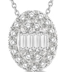 Load image into Gallery viewer, 1/4 Ctw Oval Mount Baguette and Round Cut Diamond Pendant With Chain in 14K White Gold