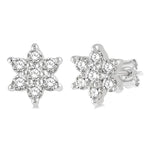 Load image into Gallery viewer, 1/6 Ctw Floral Round Cut Diamond Petite Fashion Earring in 10K White Gold