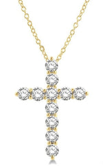 Load image into Gallery viewer, 3 Ctw Latin Cross Round Cut Diamond Pendant With Chain in 14K Yellow Gold