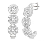 Load image into Gallery viewer, 7/8 Ctw Lovebright Round Cut Diamond Half Hoop Earring in 14K White Gold