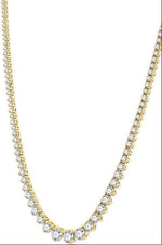 Load image into Gallery viewer, 10 Ctw Riviera Round Cut Diamond Necklace in 14K Yellow Gold