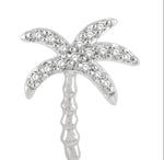 Load image into Gallery viewer, 1/10 Ctw Palm Tree Round Cut Diamond Petite Fashion Earring in 10K White Gold