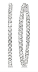 Load image into Gallery viewer, 5 Ctw Inside-Out Round Cut Diamond 1 1/2 Inch Hoop Earrings in 14K White Gold