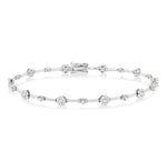 Load image into Gallery viewer, 1 Ctw Lovebright Round Cut Diamond Bar Bracelet in 14K White Gold