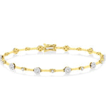 Load image into Gallery viewer, 1 Ctw Lovebright Round Cut Diamond Bar Bracelet in 14K Yellow and White Gold