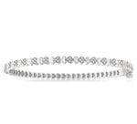 Load image into Gallery viewer, 1/6 Ctw Puffed Heart Plain and Round Cut Diamond Bangle in Sterling Silver