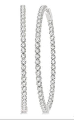 Load image into Gallery viewer, 7 Ctw Inside-Out Round Cut Diamond 2-Inch Hoop Earrings in 14K White Gold