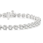 Load image into Gallery viewer, 7 Ctw Tri-Prong Round Cut Diamond Tennis Bracelet in 14K White Gold
