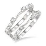 Load image into Gallery viewer, 5/8 Ctw Baguette and Round Cut Diamond Insert Ring in 14K White Gold