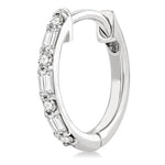 Load image into Gallery viewer, 1/4 Ctw Petite Baguette and Round Cut Diamond Fashion Huggies in 10K White Gold