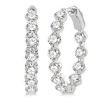 Load image into Gallery viewer, 4 Ctw Inside-Out Single Prong Set Round Cut Diamond Hoop Earrings in 14K White Gold