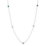 Load image into Gallery viewer, 2.6 MM Emerald and 3/8 Ctw Round Cut Diamond Precious Station Necklace in 14K White Gold