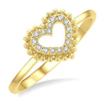 Load image into Gallery viewer, 1/10 Ctw Petite Heart Round Cut Diamond Stackable Fashion Ring in 10K Yellow Gold
