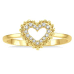 Load image into Gallery viewer, 1/10 Ctw Petite Heart Round Cut Diamond Stackable Fashion Ring in 10K Yellow Gold
