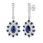Load image into Gallery viewer, 5x3 MM Pear Cut & 1.45 MM Round Cut Sapphire and 1/3 Ctw Round Cut Diamond Precious Earring in 14K White Gold