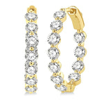Load image into Gallery viewer, 4 Ctw Inside-Out Single Prong Set Round Cut Diamond Hoop Earrings in 14K Yellow Gold