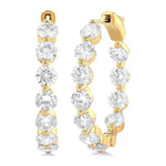 Load image into Gallery viewer, 5 Ctw Inside-Out Single Prong Set Round Cut Diamond Hoop Earrings in 14K Yellow Gold