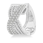 Load image into Gallery viewer, 1/3 Ctw Petite Wide Criss Cross Rope and Round Cut Diamond Fashion Huggies in 14K White Gold